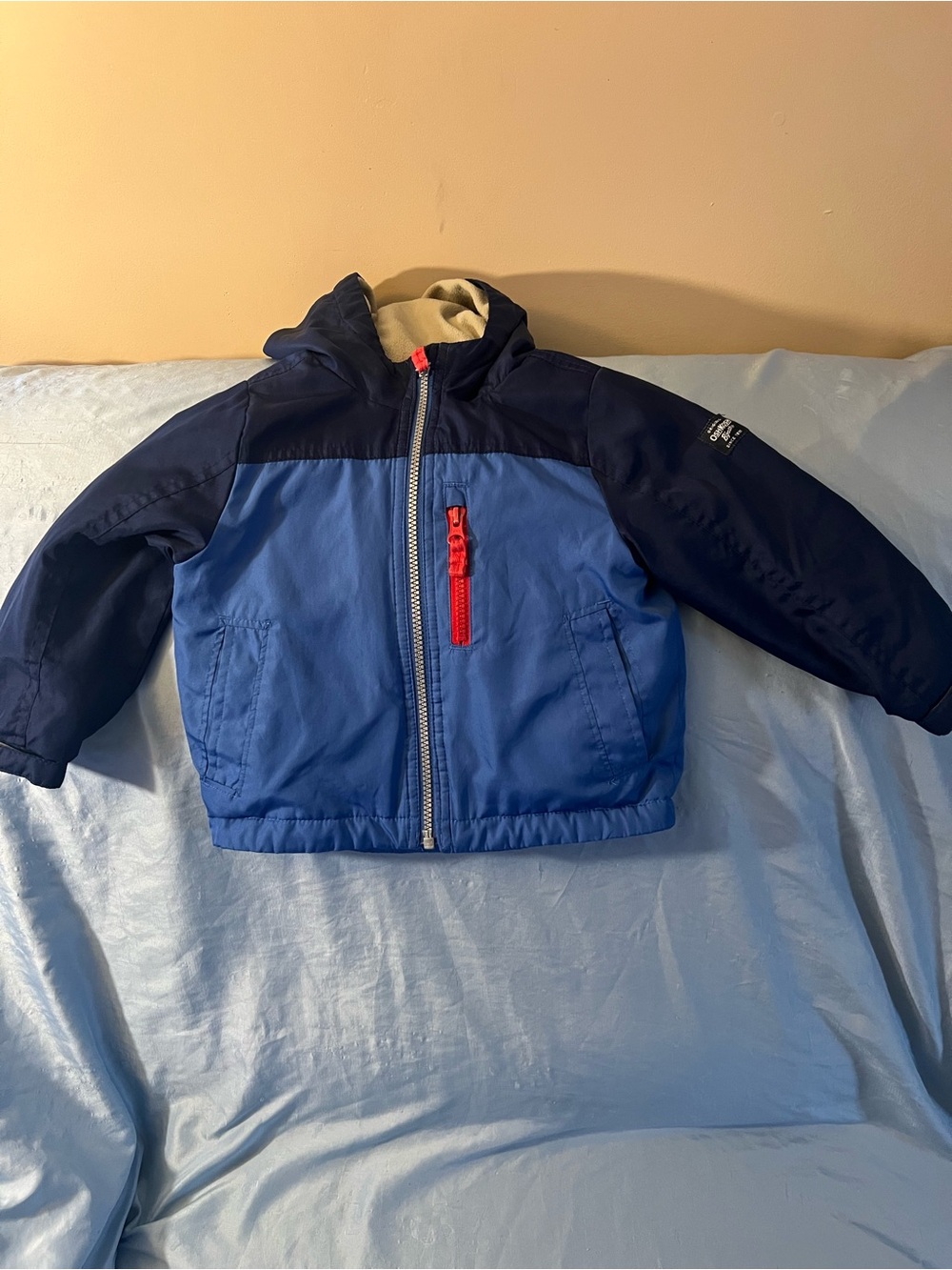 OshKosh B'gosh Navy & Blue Hooded Lined Windbreaker Jacket with Red Zipper